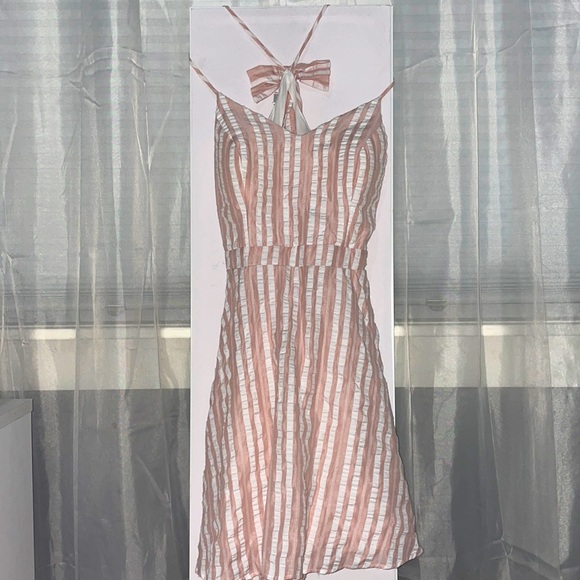 pink and white striped backless sun dress - Picture 1 of 2